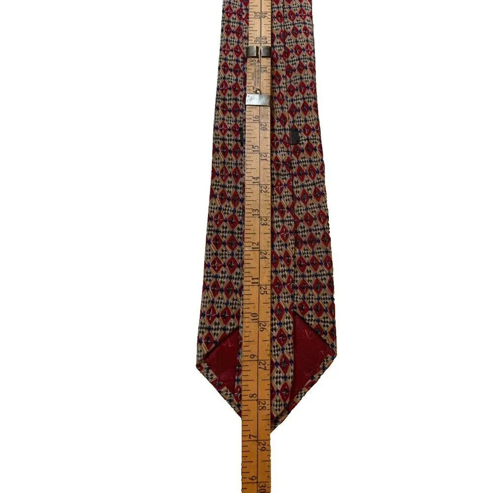 Valentino Cravatte Vintage Red Blue Cream Men's 100% Silk Tie Made in Italy